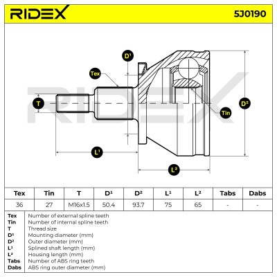 Przegub RIDEX 5J0190 5J0190 - foto 5