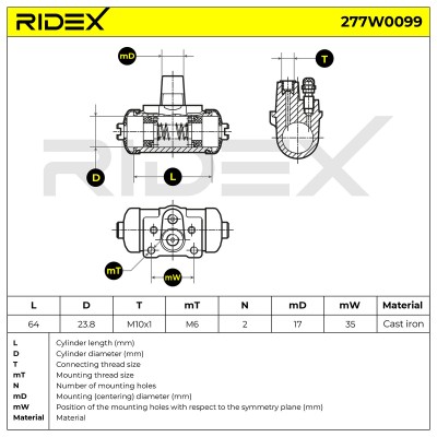Cylinderek hamulcowy RIDEX 277W0099 277W0099 - foto 6