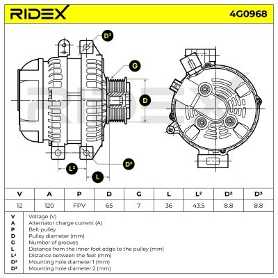 Alternator RIDEX 4G0968 4G0968 - foto 5