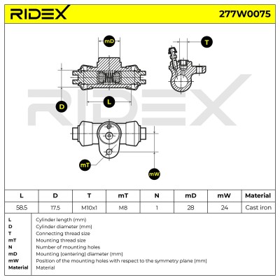 Cylinderek hamulcowy RIDEX 277W0075 277W0075 - foto 6