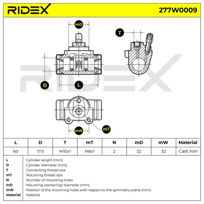 Cylinderek hamulcowy RIDEX 277W0009 277W0009 - foto 9