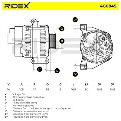Alternator RIDEX 4G0845 4G0845 - foto 6