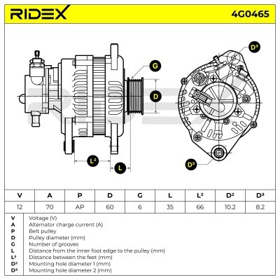 Alternator RIDEX 4G0465 4G0465 - foto 5