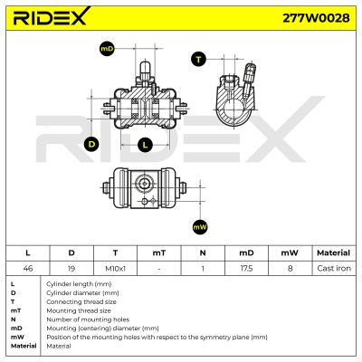 Cylinderek hamulcowy RIDEX 277W0028 277W0028 - foto 6