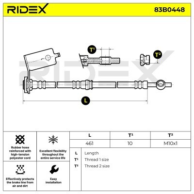 Przewód hamulcowy elast RIDEX 83B0448 83B0448 - foto 6