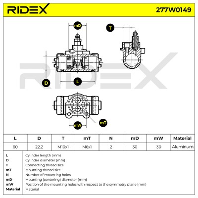 Cylinderek hamulcowy RIDEX 277W0149 277W0149 - foto 6