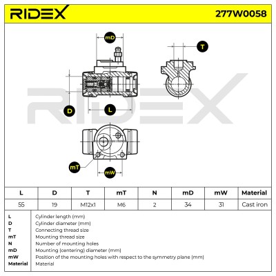 Cylinderek hamulcowy RIDEX 277W0058 277W0058 - foto 6