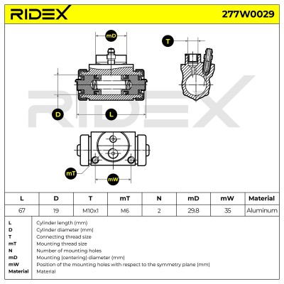 Cylinderek hamulcowy RIDEX 277W0029 277W0029 - foto 6