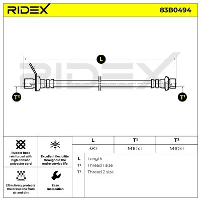 Przewód hamulcowy elast RIDEX 83B0494 83B0494 - foto 6