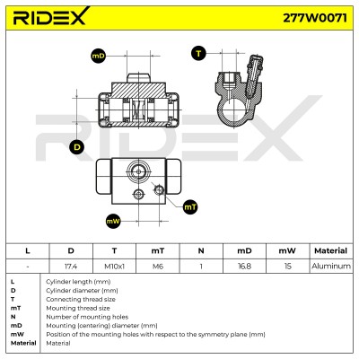 Cylinderek hamulcowy RIDEX 277W0071 277W0071 - foto 6