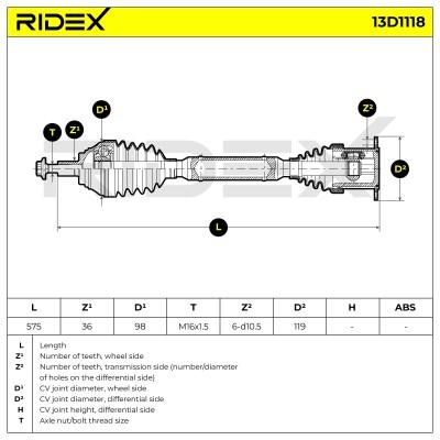 Półoś Napędowa RIDEX 13D1118 13D1118 - foto 7
