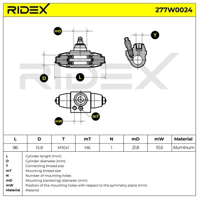 Cylinderek hamulcowy RIDEX 277W0024 277W0024 - foto 9