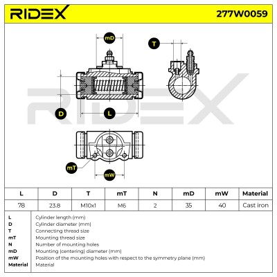 Cylinderek hamulcowy RIDEX 277W0059 277W0059 - foto 6