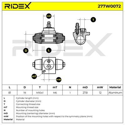 Cylinderek hamulcowy RIDEX 277W0072 277W0072 - foto 6