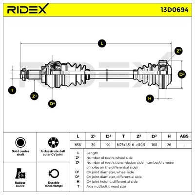 Półoś Napędowa RIDEX 13D0694 13D0694 - foto 6