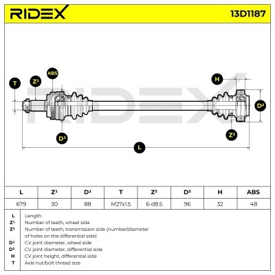 Półoś Napędowa RIDEX 13D1187 13D1187 - foto 7