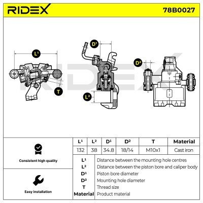 Zacisk Hamulcowy RIDEX 78B0027 78B0027 - foto 2
