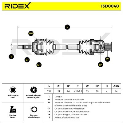 Półoś Napędowa RIDEX 13D0040 13D0040 - foto 4