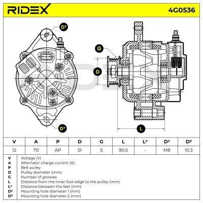 Alternator RIDEX 4G0536 4G0536 - foto 6