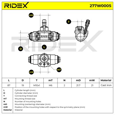Cylinderek hamulcowy RIDEX 277W0005 277W0005 - foto 6
