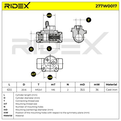 Cylinderek hamulcowy RIDEX 277W0017 277W0017 - foto 6