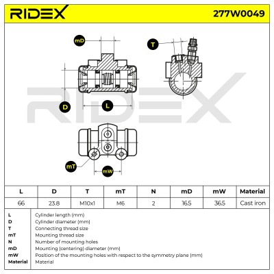 Cylinderek hamulcowy RIDEX 277W0049 277W0049 - foto 6