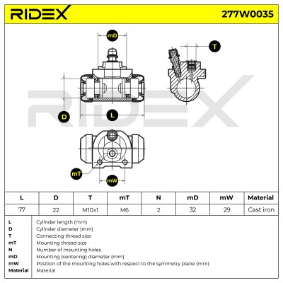Cylinderek hamulcowy RIDEX 277W0035 277W0035 - foto 9