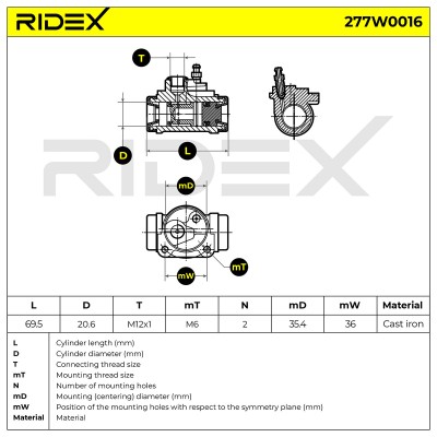 Cylinderek hamulcowy RIDEX 277W0016 277W0016 - foto 6