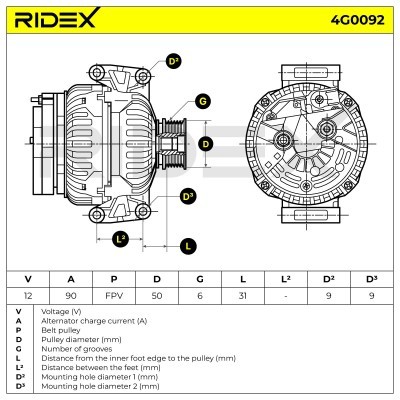 Alternator RIDEX 4G0092 4G0092 - foto 6