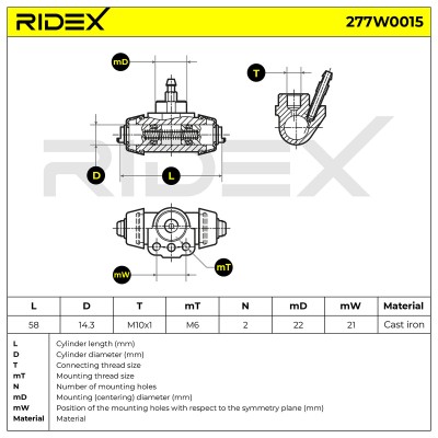 Cylinderek hamulcowy RIDEX 277W0015 277W0015 - foto 6