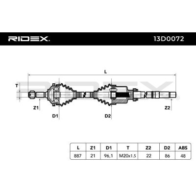 Półoś Napędowa RIDEX 13D0072 13D0072 - foto 6