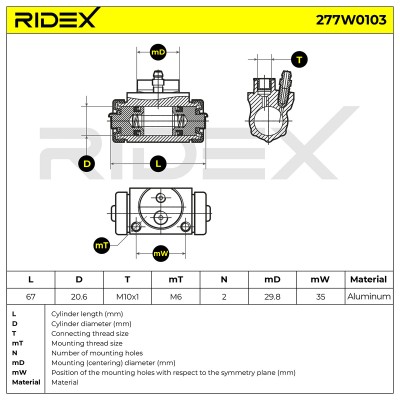 Cylinderek hamulcowy RIDEX 277W0103 277W0103 - foto 6