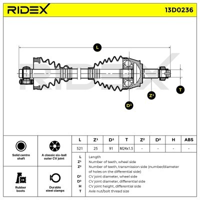 Półoś Napędowa RIDEX 13D0236 13D0236 - foto 4