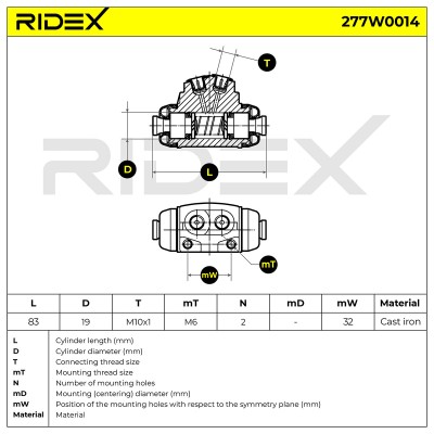 Cylinderek hamulcowy RIDEX 277W0014 277W0014 - foto 6