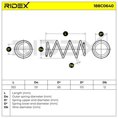 Sprężyna Zawieszenia RIDEX 188C0640 188C0640 - foto 5