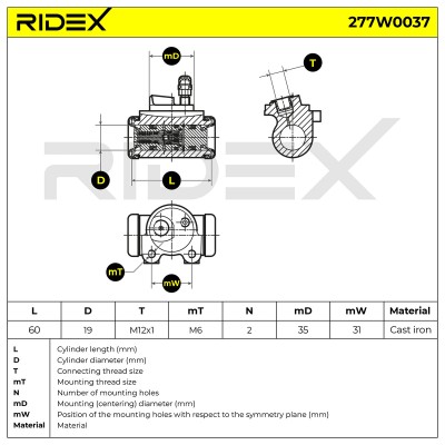 Cylinderek hamulcowy RIDEX 277W0037 277W0037 - foto 9