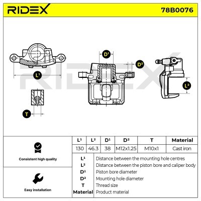 Zacisk Hamulcowy RIDEX 78B0076 78B0076 - foto 5