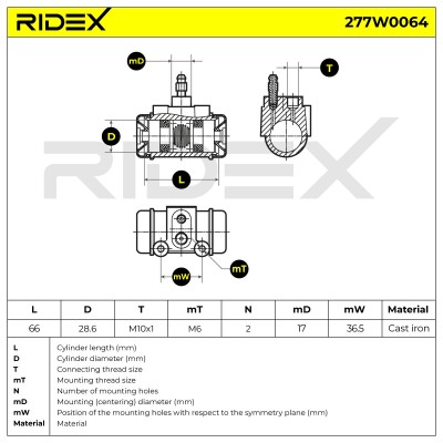 Cylinderek hamulcowy RIDEX 277W0064 277W0064 - foto 8