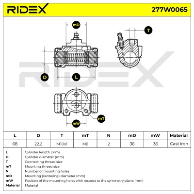 Cylinderek hamulcowy RIDEX 277W0065 277W0065 - foto 6