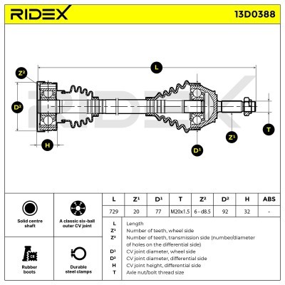 Półoś Napędowa RIDEX 13D0388 13D0388 - foto 6