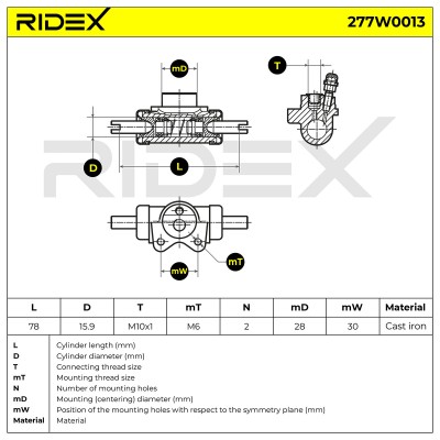 Cylinderek hamulcowy RIDEX 277W0013 277W0013 - foto 6