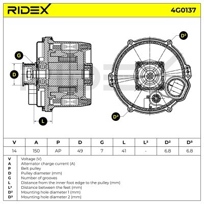 Alternator RIDEX 4G0137 4G0137 - foto 6