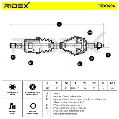 Półoś Napędowa RIDEX 13D0494 13D0494 - foto 8
