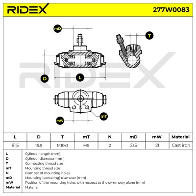 Cylinderek hamulcowy RIDEX 277W0083 277W0083 - foto 9