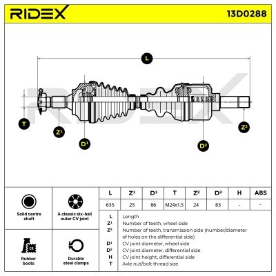 Półoś Napędowa RIDEX 13D0288 13D0288 - foto 5