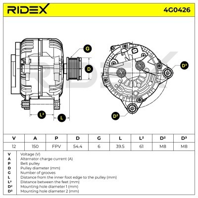 Alternator RIDEX 4G0426 4G0426 - foto 7