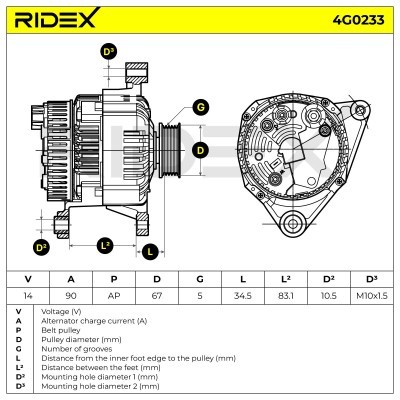 Alternator RIDEX 4G0233 4G0233 - foto 5