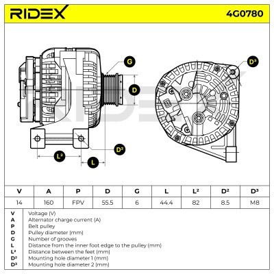 Alternator RIDEX 4G0780 4G0780 - foto 8