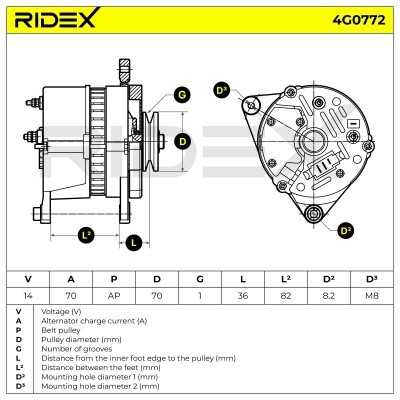 Alternator RIDEX 4G0772 4G0772 - foto 5