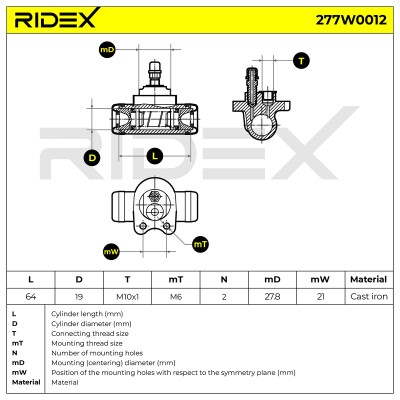Cylinderek hamulcowy RIDEX 277W0012 277W0012 - foto 6